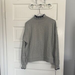 Boden Boxy Movk Neck Ruffle Sweatshirt